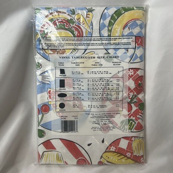 BBQ Vinyl Tablecloth 52x70" Oval Party Plate Food Summer Outdoor Picnic - Picture 2 of 3